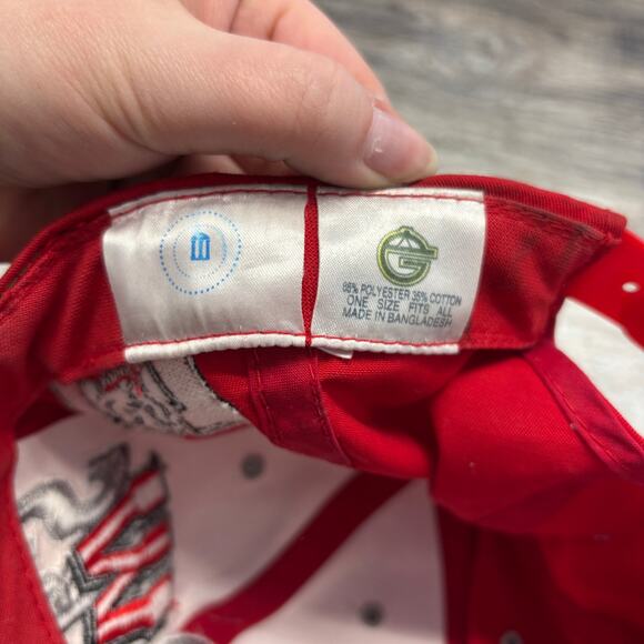 Vintage Wisconsin Badgers Red Gray Mens OS Snapback Bucky NCAA Wave G Cap Hat - Picture 5 of 7